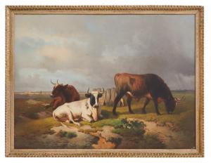ROBBE Louis 1806-1887,Overcast Landscape with Cattle,New Orleans Auction US 2023-03-25