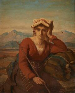 ROBERT Alexandre 1817-1890,Jeune romaine sur fond de paysage,Horta BE 2018-09-10