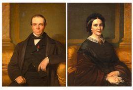 ROBERT Alexandre 1817-1890,Portrait d\’un gentilhomme et Portrait d\’une dam,1861,Millon & Associés 2021-06-20