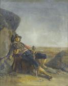 ROBERT Aurele 1805-1871,Brigant bei Felsblock vor ebener Landschaft.,Dobiaschofsky CH 2008-05-21