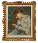 ROBERT FLEURY Tony 1837-1912,Woman knitting,Reeman Dansie GB 2021-03-09