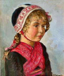 ROBERT Henri Marcel 1881-1961,Petite fille d'Evolène,Dobiaschofsky CH 2023-11-08