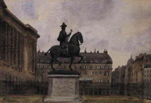 ROBERT JAMES 1873-1960,An equestrian statue before a Classical building,Christie's GB 2001-05-16