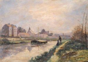 ROBERT Jean 1900-1900,Bord de canal et péniche,Aguttes FR 2012-05-31