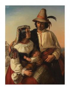 ROBERT Leopold 1794-1835,Amoureux napolitains avec leur fils,Cornette de Saint Cyr FR 2023-04-19