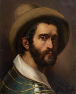 ROBERT Leopold 1794-1835,Portrait d'homme au chapeau,Tajan FR 2011-11-04