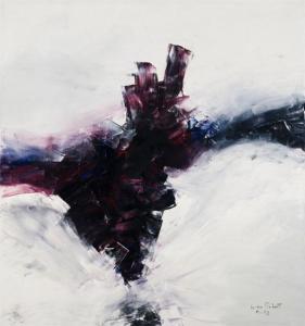 ROBERT Louise 1941-2022,Abstraction en noir, blanc, et bourgogne,1972,Heffel CA 2019-03-28