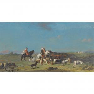 ROBERT Lucien 1800-1800,Orientalische Reiter mit Schäfer und Ziegenherde,Dobiaschofsky CH 2013-05-15