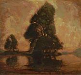ROBERT Philippe 1881-1930,Uferlandschaft mit grossem Baum,1919,Kornfeld CH 2012-06-15