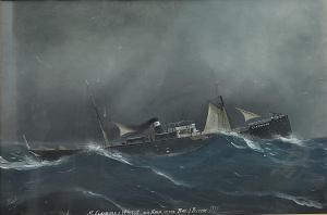 ROBERTO Luigi 1845-1910,SS Claymore of Whitby in a Gale in the Bay of B,1889,David Duggleby Limited 2021-04-16