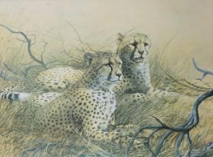 ROBERTS Arthur Spencer 1920-1997,Cheetahs Resting in a Landscape,John Nicholson GB 2018-06-20