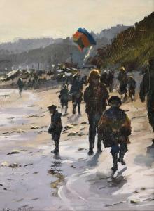 ROBERTS GILLIAN 1900-1900,Autumn Afternoon on Filey Beach,Tennant's GB 2022-02-26