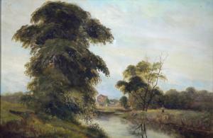ROBERTS R 1900-1900,RIVER LANDSCAPE WITH AN ANGLER,1918,Mellors & Kirk GB 2017-02-08