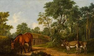 ROBERTS Thomas 1749-1778,HORSES AND DONKEYS IN WOODED LANDSCAPE,Whyte's IE 2021-09-27