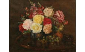 ROBERTS Tom 1856-1931,Still Life with Roses and Grapes,Leonard Joel AU 2010-12-05