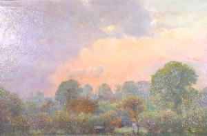 ROBERTSON C.E,A wooded landscape at sunset,Halls GB 2007-04-13