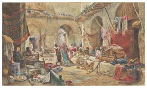 ROBERTSON Charles II 1844-1891,The Carpet Bazaar, Cairo,1887,Christie's GB 2021-07-15