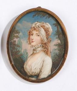 ROBERTSON Christina 1796-1854,Portrait de femme au fichu blanc dans un paysag,1787,Pescheteau-Badin 2019-05-24