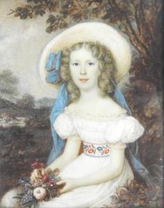 ROBERTSON Christina 1796-1854,Portrait miniature of a young girl wearing a white,Halls GB 2016-10-26