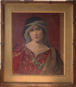 ROBERTSON Walford Graham 1867-1948,Portrait of a Young Lady in a Red Robe with Orien,1898,David Lay 2019-10-31