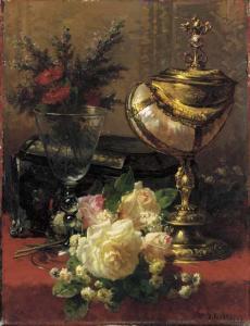 ROBIE Jean Baptiste Claude 1821-1910,A Bouquet of Roses and other Flowers in a glas,1891,Christie's 2002-10-30