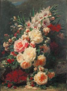 ROBIE Jean Baptiste Claude 1821-1910,Bouquet de fleurs et panier de fraises,Rossini FR 2010-06-24