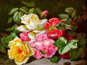 ROBIE Jean Baptiste Claude 1821-1910,Nature morte aux roses,Dobiaschofsky CH 2023-11-08