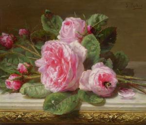 ROBIE Jean Baptiste Claude,Still life of flowers with roses on a table,Galerie Koller 2023-03-31
