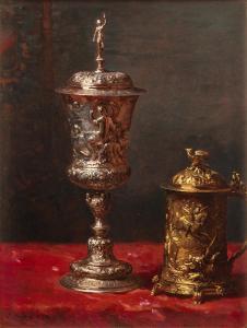 ROBIE Jean Baptiste Claude,Still-life with tankard and covered cup,1884,Sotheby's 2022-11-10