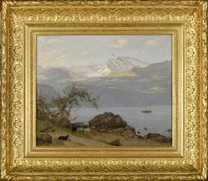 ROBINET Gustave Paul 1845-1932,Bord de lac de montagne aux chèvres,Etienne de Baecque FR 2018-09-19