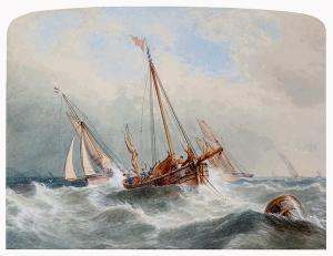 ROBINS Thomas Sewell,A fishing boat with yachts racing beyond,Charles Miller Ltd 2015-11-03