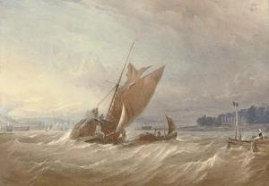 ROBINS Thomas Sewell,A hay barge running out of the Medway with Upnor C,1859,Christie's 2007-05-16