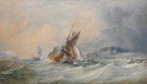 ROBINS Thomas Sewell 1810-1880,Beating to windward off Upnor Castle on the Ri,1865,Woolley & Wallis 2023-09-05