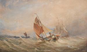 ROBINS Thomas Sewell 1810-1880,Shipping in choppy coastal waters,1866,Woolley & Wallis GB 2023-09-05