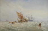 ROBINS Thomas Sewell 1810-1880,SHIPPING ON COASTAL WATERS,1870,Great Western GB 2020-03-20