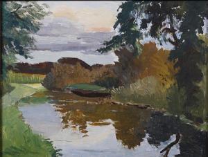 Robinson Geoffrey H. 1945,Lake with reflecting trees,Bonhams GB 2010-07-21