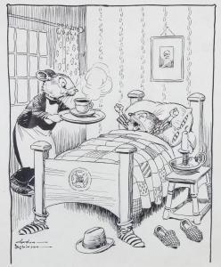 ROBINSON Gordon 1920-1979,Mouse waking up to tea served by his mouse servant,Morphets GB 2021-05-08