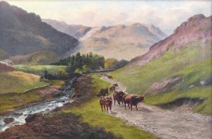 ROBINSON HALL HENRY 1859-1927,Highland Cattle, Glen Luing, Argyllshire,Tennant's GB 2023-01-14