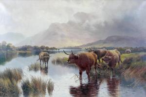 ROBINSON HALL HENRY 1859-1927,Highland Cattle, Loch Lomond,Batemans Auctioneers & Valuers 2022-06-24