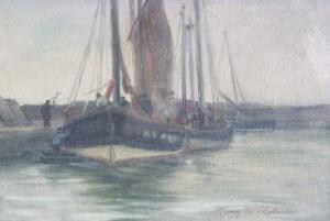 ROBINSON Harry W,Harbour scenewith figures and fishing boats,1899,Clevedon Salerooms GB 2007-09-20