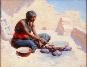 Robinson LEIGH William 1866-1955,Navajo Weaver Preparing Indigo Dye,1912,Skinner US 2023-09-19