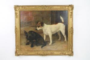 ROBINSON Stewart 1800-1900,Study of Two Terriers with a Bone,Denhams GB 2017-11-29