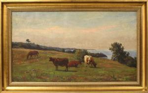 ROBINSON Thomas Harris 1834-1888,cows grazing in coastline pasture,CRN Auctions US 2017-09-10