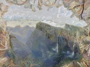 ROBINSON William S 1861-1945,Springbrook Cliffs with Waterfalls,1997,Menzies Art Brands 2023-11-29