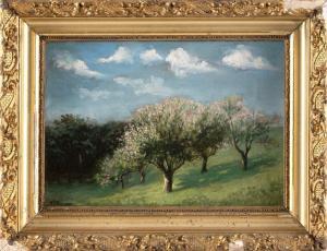 ROBINSON William T 1852-1934,Blossoming apple trees on a hillside,Eldred's US 2024-04-05