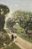 ROBINSON William T 1852-1934,Fisherboy on a Country Path in Spring,Skinner US 2012-02-03