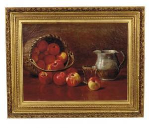 ROBINSON WOOD HARRIETTE 1858-1940,Still life of a basket of apples with a pitcher a,1900,Christie's 2008-02-05