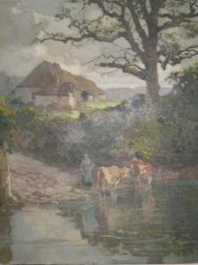 ROBLIN Paul 1883-1954,Paysage avec vaches au bord de leau,Daguerre FR 2010-11-24