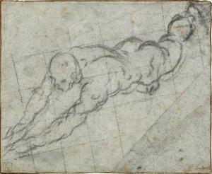 Robusti Jacopo 1518-1594,Study of a male nude diving down to the left,Sotheby's GB 2024-01-31
