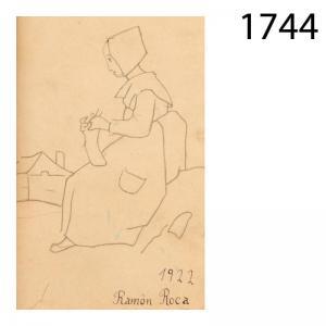 ROCA Ramon 1800-1900,Mujer cosiendo,1922,Lamas Bolaño ES 2014-12-18